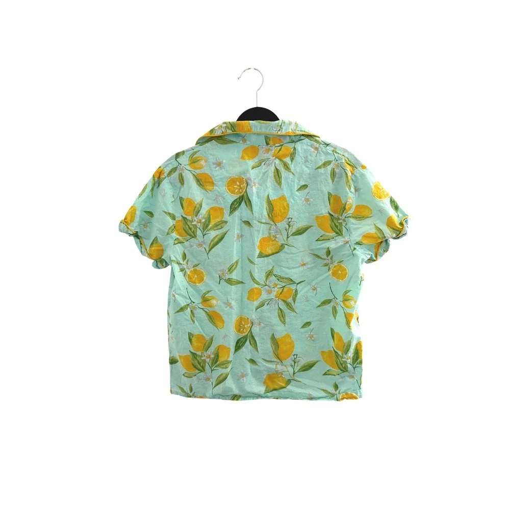 Crafted by Mahogany Lemon Print Pajamas Set‎ Mint Green Yellow Top Shorts Size M